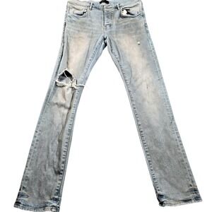 Purple Brand P001 Jeans Mens 36x34 Light Wash Blue Slim Skinny Distressed Denim